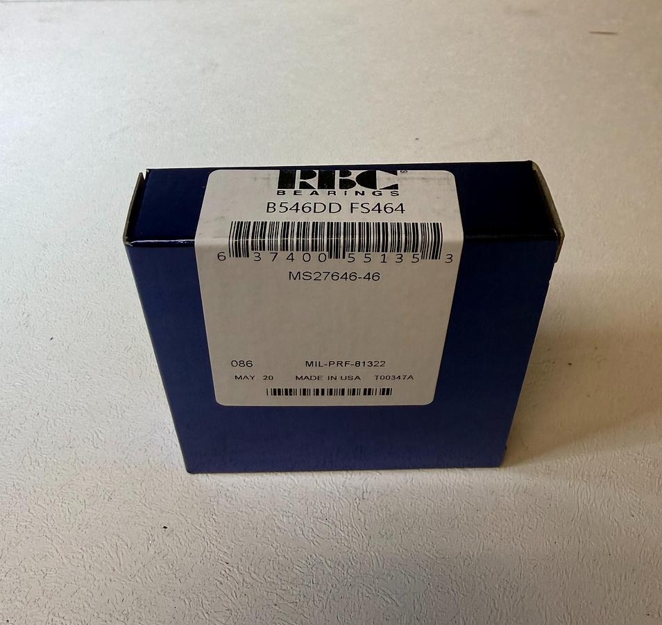 Used RBC Aerospace Bearings B546DDFS464, RBC Airframe Bearing - B500 Series GHB-80