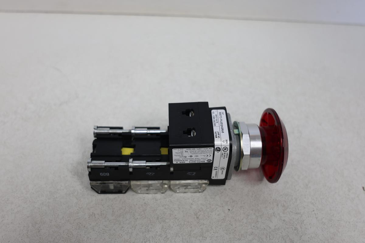 Used Allen Bradley 800TC-FXJQH2RA5 Red E-Stop Emergency Stop Pushbutton
