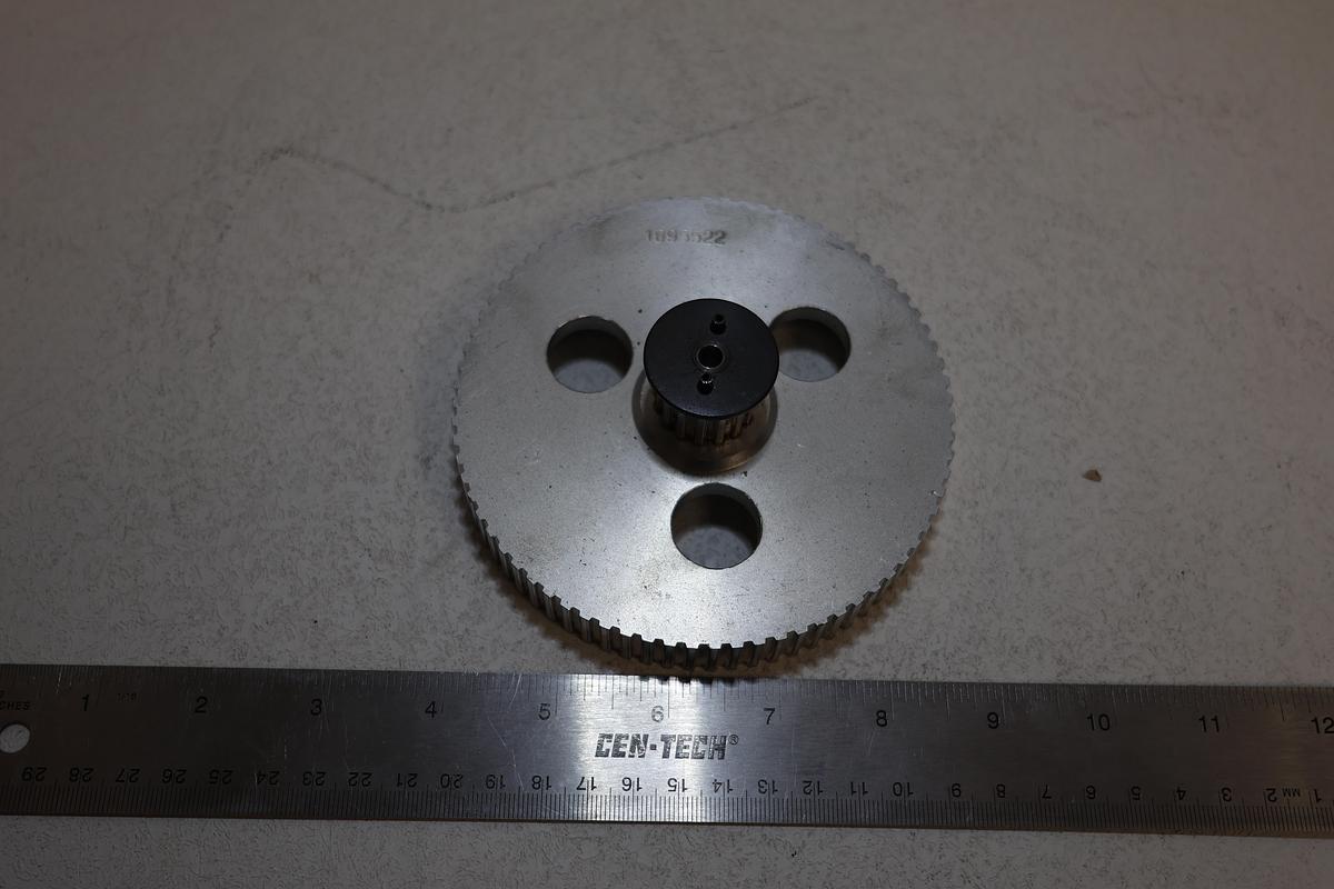Used Industrial Aluminum Timing Belt Pulley 5" OD w/ Hub Assembly P/N 1895522
