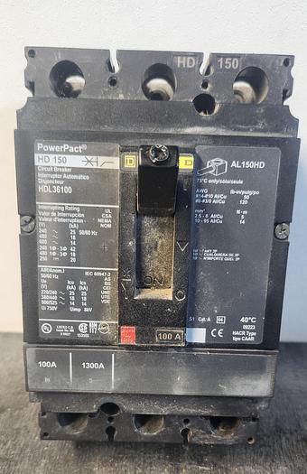 Used Square D HDL36100 3 Pole 100 Amp 600 V PowerPact Circuit Breaker - GHB-74