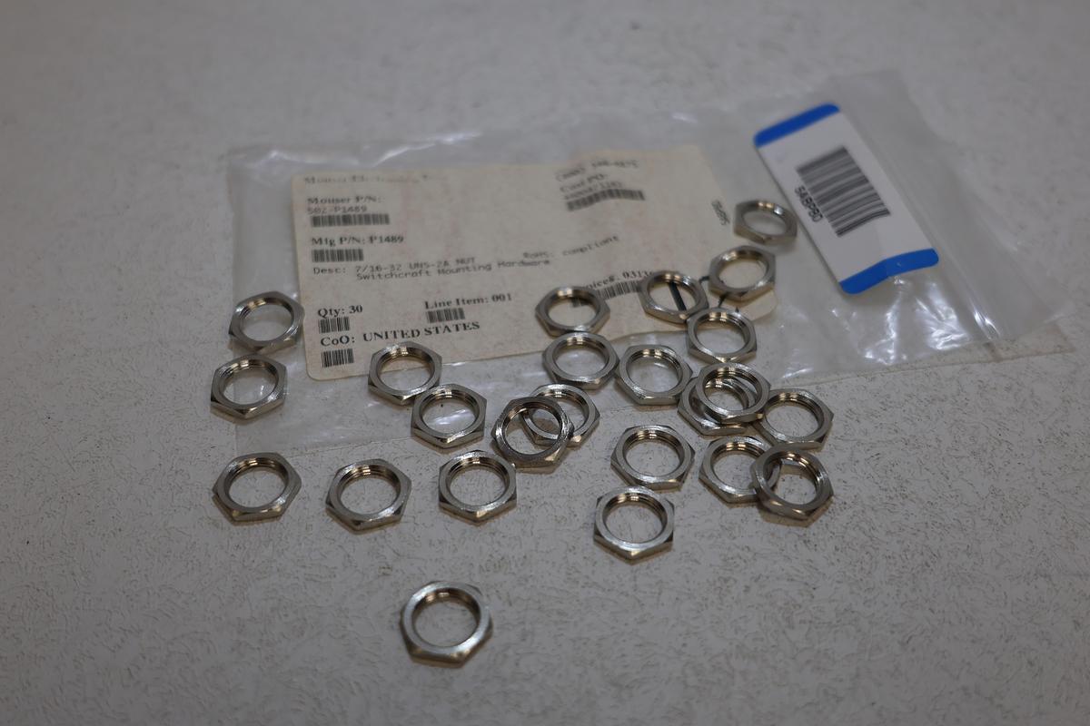 Lot of 24 NEW Switchcraft P1489 Mounting Nuts – 7/16-32 UNS-2A Thread
