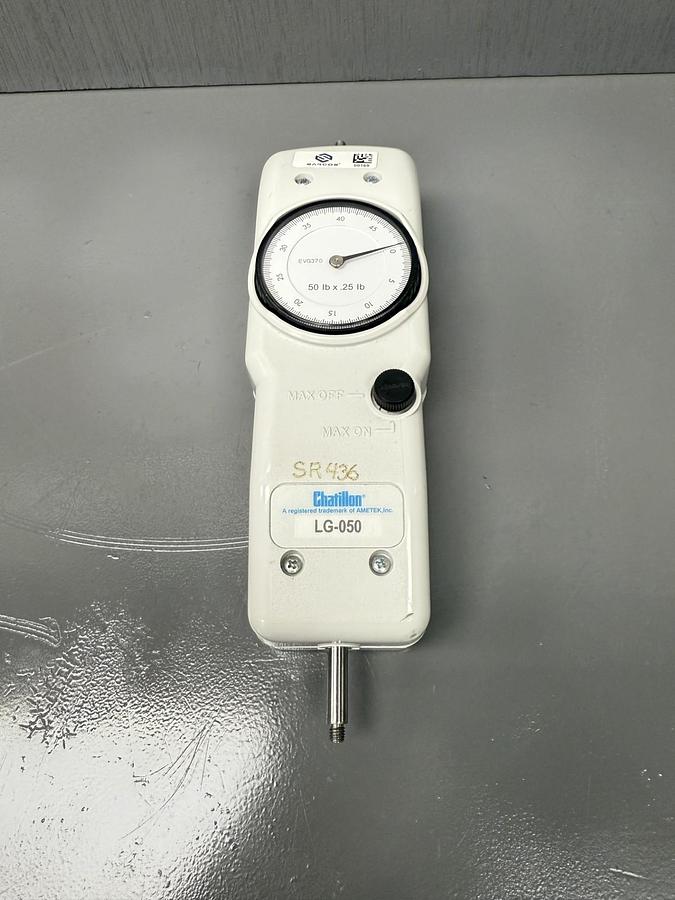 Used Chatillon LG-050 Mechanical Force Gauge – 50 lb x 0.25 lb – Push/Pull Analog Tension & Compression Tester GHC-40