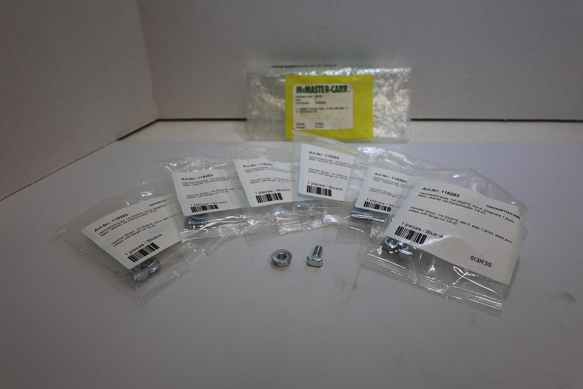 McMaster-Carr 47065T233 T-Slot Drop-In Nuts w/ Stud 1/4-20 Thread Lot of 10