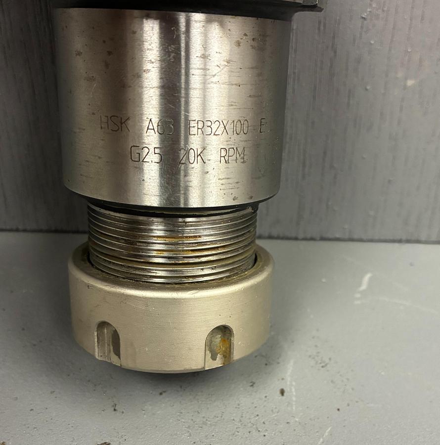 Used HSK A63 ER ER32X100 E G2.5 20K RPM Collet Chuck Tool Holder HSKA63 GHC-6