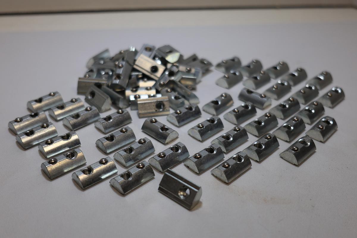 Lot of 78 Spring Loaded T-Slot Nuts 7/8" x 1/2" Aluminum Extrusion Hardware