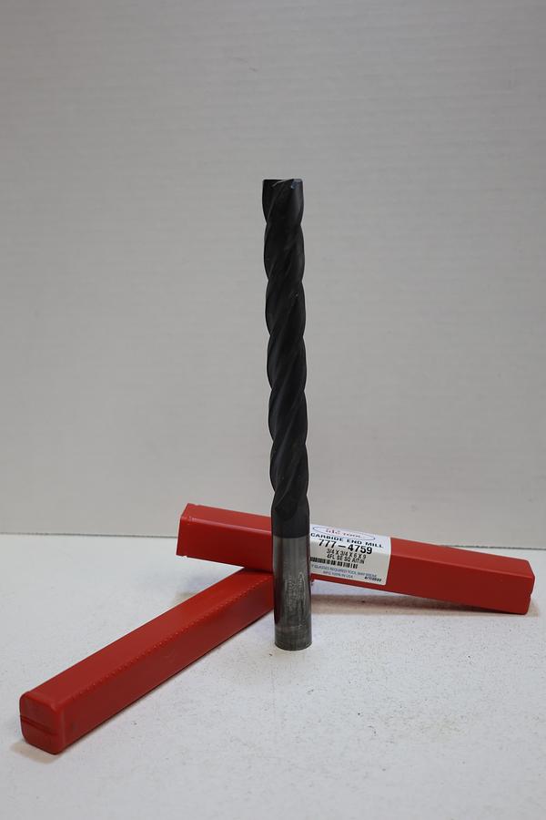 Used HTC Tool 777-4759 Solid Carbide End Mill – 3/4" Dia x 6" LOC x 9" OAL – Used
