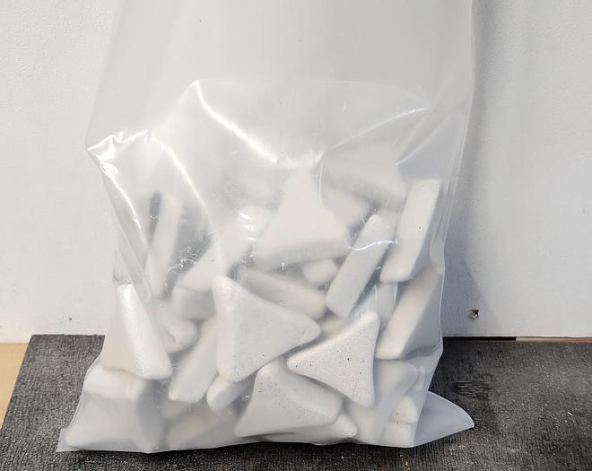 Used 5# Bag Ceramic Tumbling Media Finishing, Triangle Shape - GHA-9