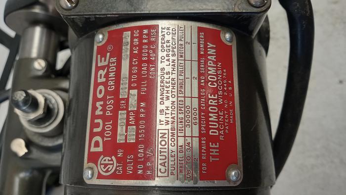 Used Dunmore 11-011 Tool Post Grinder 1/5HP GH505
