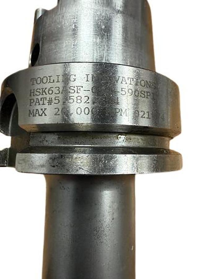 Used TOOLING INNOVATIONS HSK63ASF-050-590 SP1 SHRINK FIT TOOL HOLDER GHA-GS48