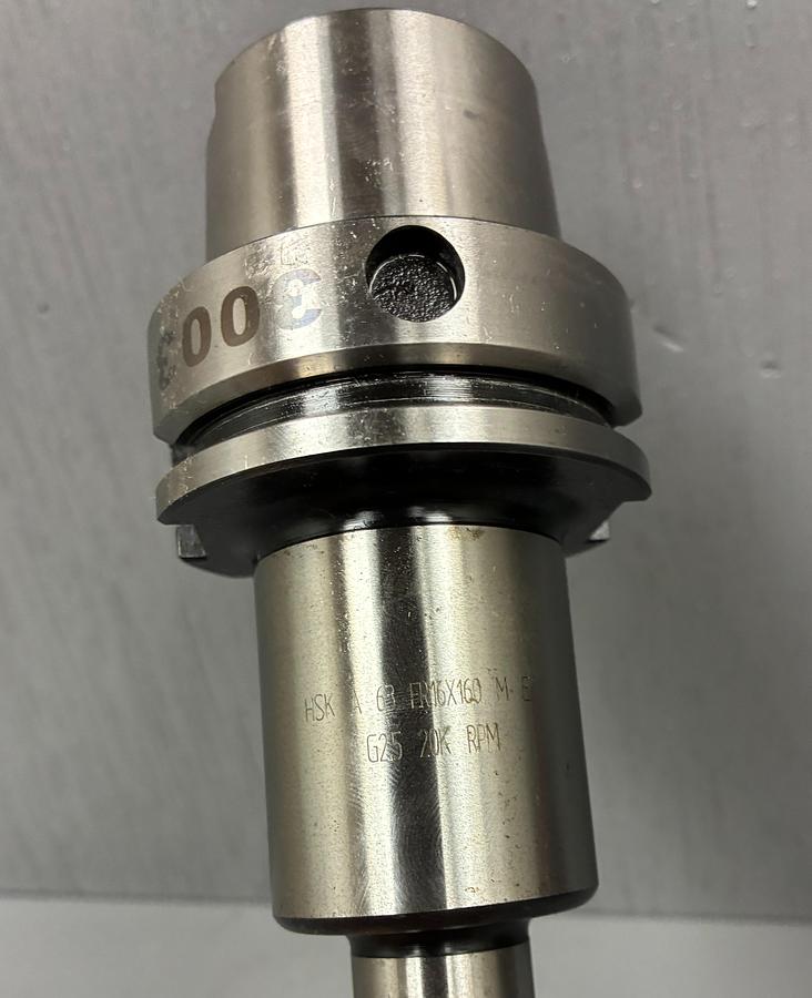 Used HSK A63 ER ER16X160 ME G2.5 20K RPM Collet Chuck Tool Holder HSKA63 GHC-6