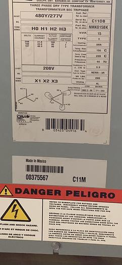 Used Hammond Power Solutions Three Phase Dry Type Transformer 480y/277v 60 Hz Still in crate 