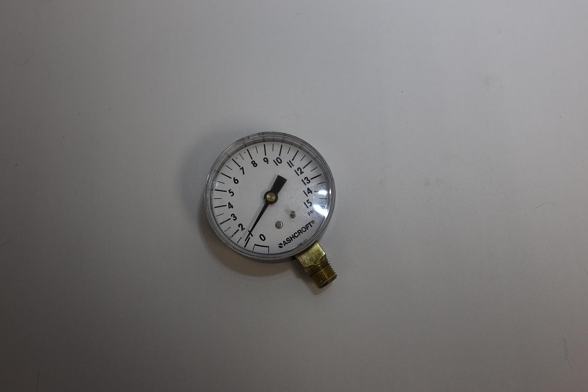 Used Ashcroft 0-15 PSI Pressure Gauge Bottom Mount Industrial Gauge Tested Working