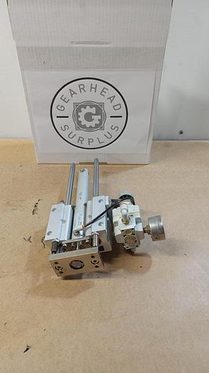 Used SMC MGGLB20TN-150 Guided Slide Cylinder 145psi W/IR2000-N02 Regulator 150psi GH501