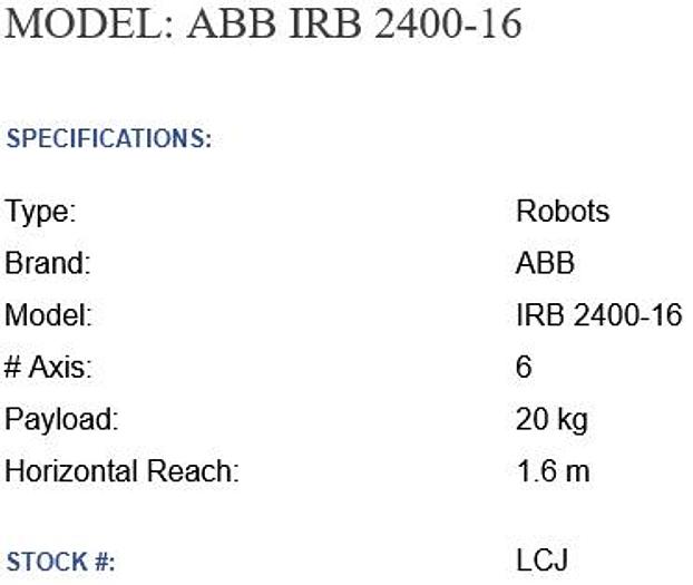 Used ABB Robot 
