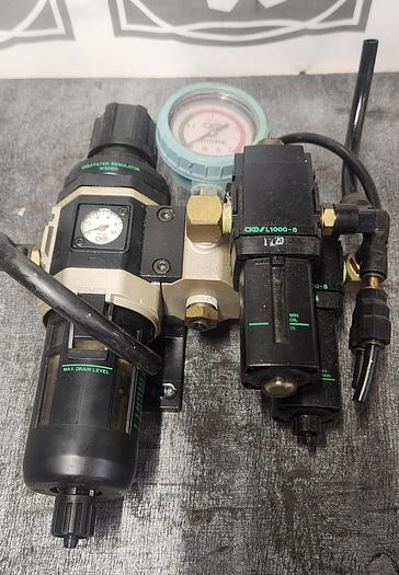 Used CKD W3000 Filter Regulator Ass'y w/L1000-8 Pneumatic Filters - GHB-47