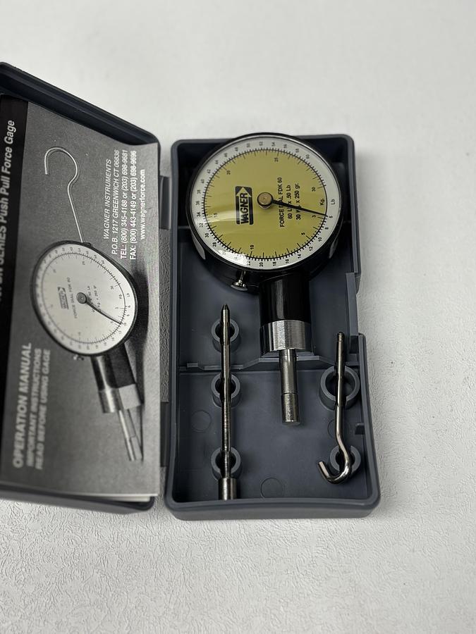 Used (In Original Box) Wagner Force Dial FDK 60 Push Pull Force Gage GHC-25