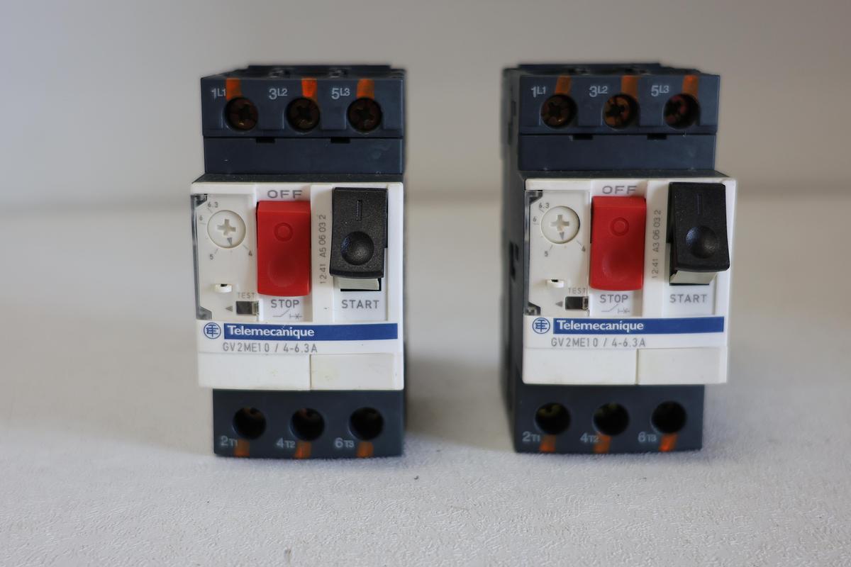 Used (Lot of 2)Telemecanique GV2-ME10 Motor Circuit Breaker (4–6.3A) Schneider Elec. GHC-16