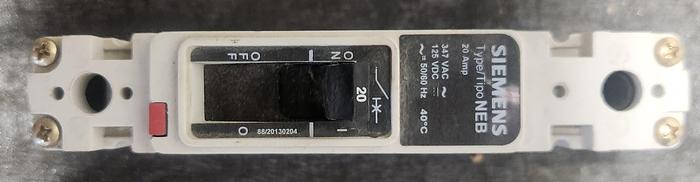 Used Siemens NEB1B020 20 AMP 1 Pole Circuit Breaker EG Frame - GHB-70