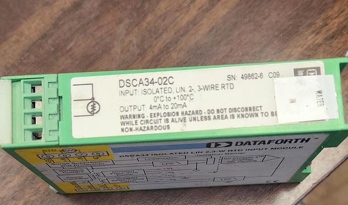 Used Dataforth DSCA34-02, DSCA isolated analog signal conditioning module, out 0-+10V GHGC-D5