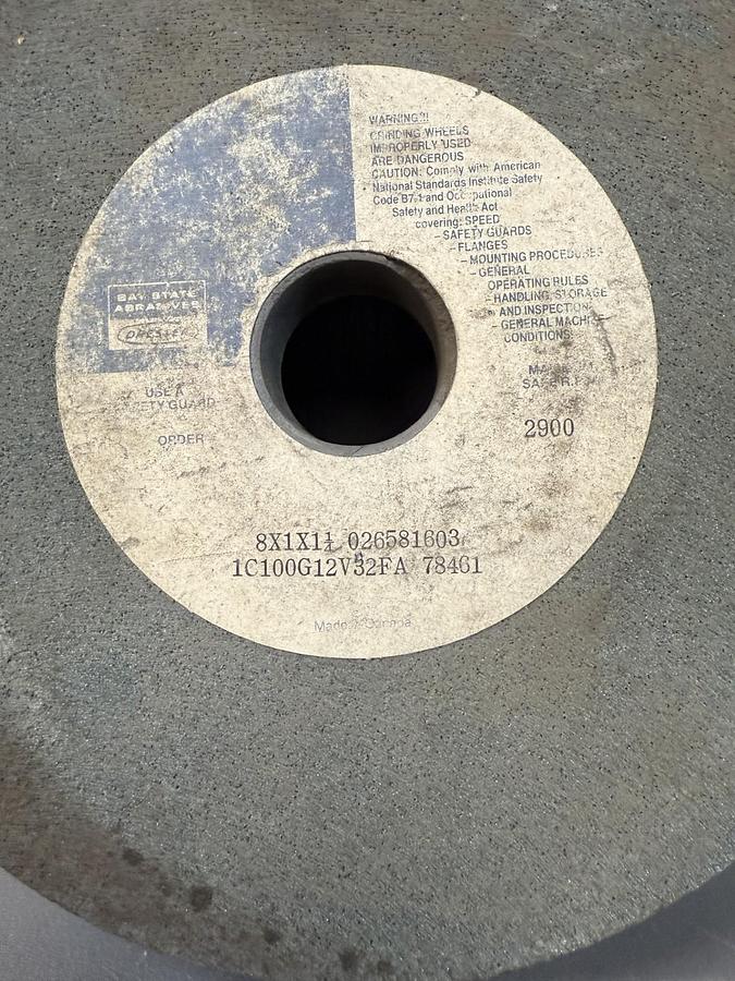 Used Bay State Abrasives 1C100G12V32FA 78461 8X1X1-1/4 Grinding Wheel GHB-44
