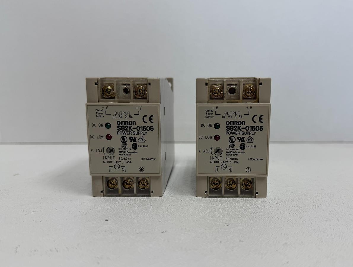 Used (Lot of 2) Omron S82K-01505 Power Supply – 5VDC Output, DIN Rail Mount GHA-187