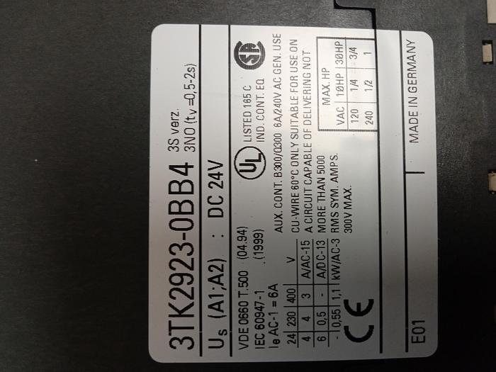Used Siemens Contactor 3TK2907-0BB4 DC24V Safety Circuits GH115