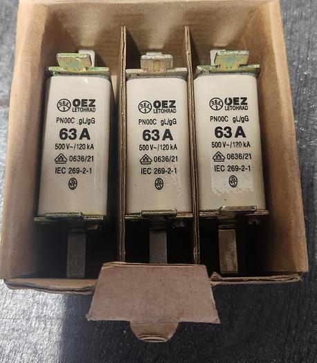 OEZ LETOHRAD FUSE Links (New Box of 3) - PN00C gl/gG 63A 500 V - GHA-103