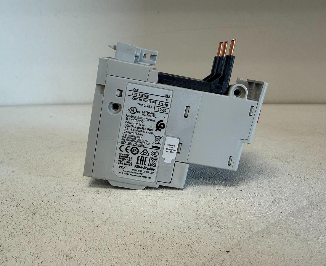 Used Allen Bradley E1 Plus Overload Relay 193-EEDB, 3.2-16A GHGC-15