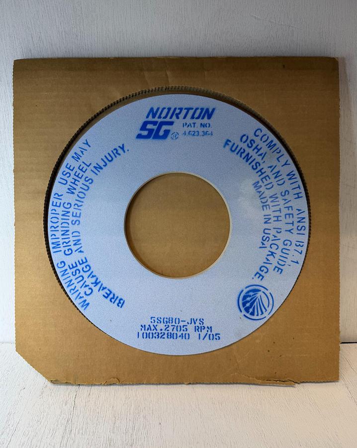 Used Norton 12"x1/2"x5" 5SG80-JVS Grinding Wheel GHA-65