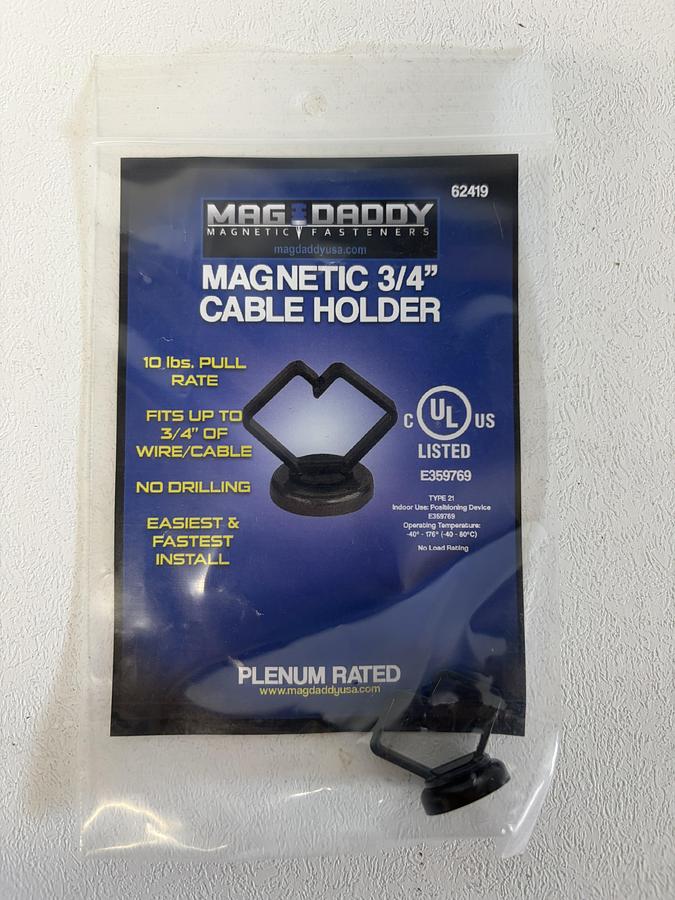 Used Mag Daddy 3/4" Magnetic Fasteners Cable Holder 62419 Black, pack of 1 