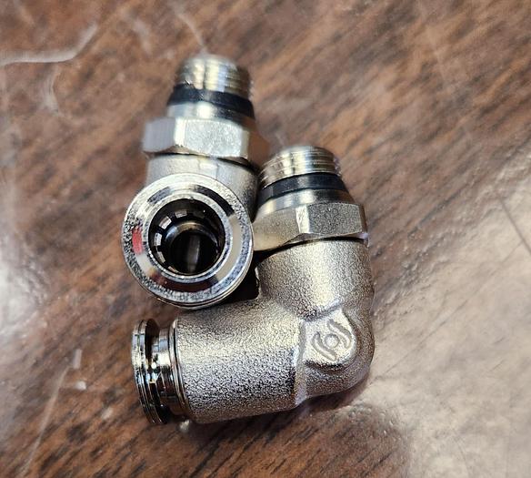 AIGNEP NP BRASS PUSH-IN FITTING 1/4" TUBE X 1/8" UNIV MALE SWIVEL ELBOW - GHGC-D20