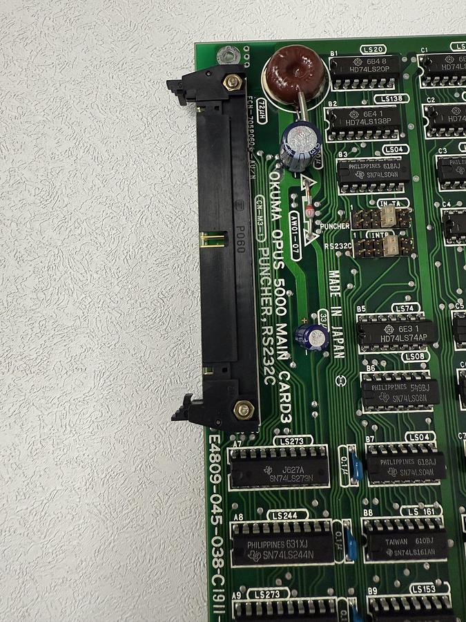 Used Okuma OPUS 5000 Main Card 3 Puncher, RS232C E4809-045-038-C GHA-31