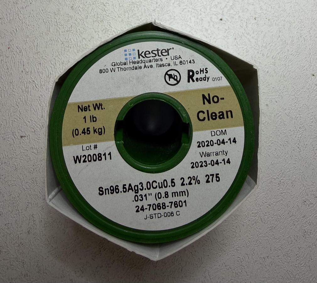 Used Kester 24-7068-7601 Lead Free Solder Wire  .031" .8mm 1LB Electronics
