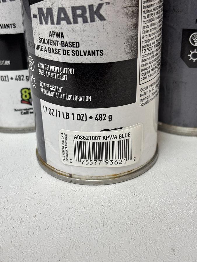 Used (Lot of 4) Krylon Quik Mark A03621007 Apwa Solvent-Based Blue 17oz GHA-7