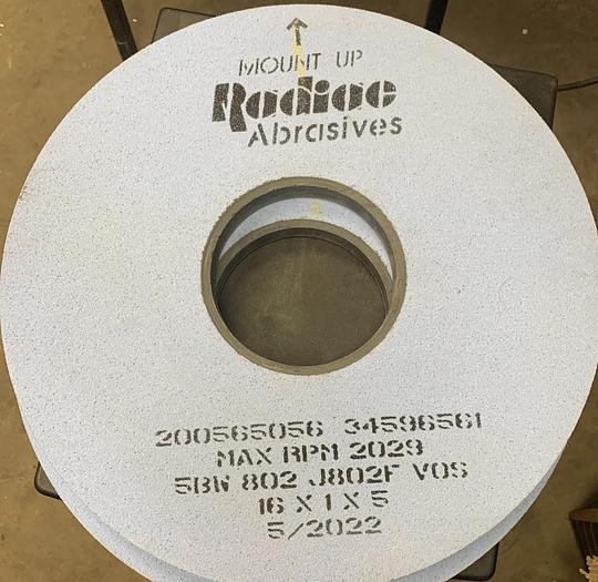 Used Radiac Abrasives 16"x1"x5" Grinding Wheel 5BW 802 J802F VOS 2-pack  GHA-165