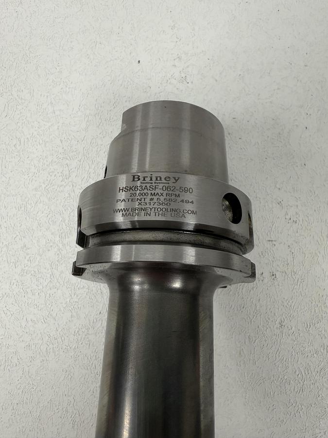 Used Briney HSK63ASF-062-590 Shrink Fit Tool Holder – 62mm x 590mm GHC-28
