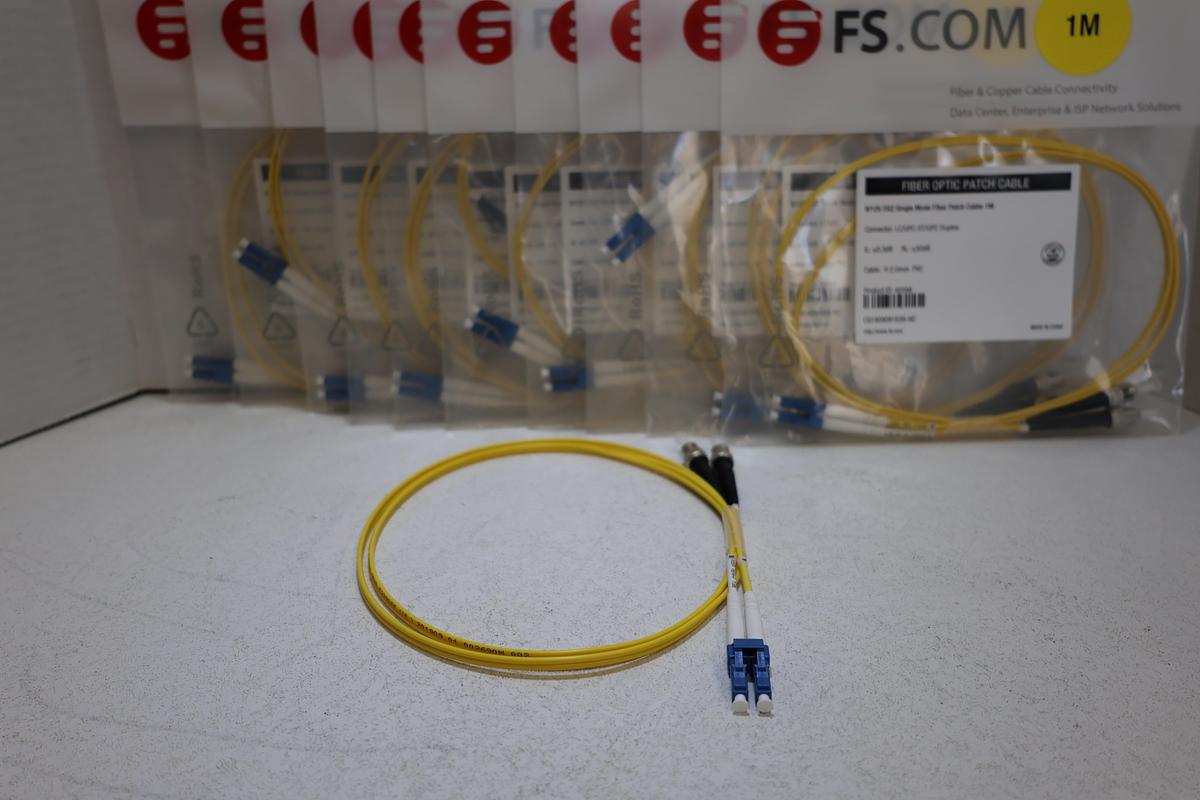 Lot of 2 FS.com LC/ST Duplex OS2 Single Mode Fiber Patch Cables 1M New