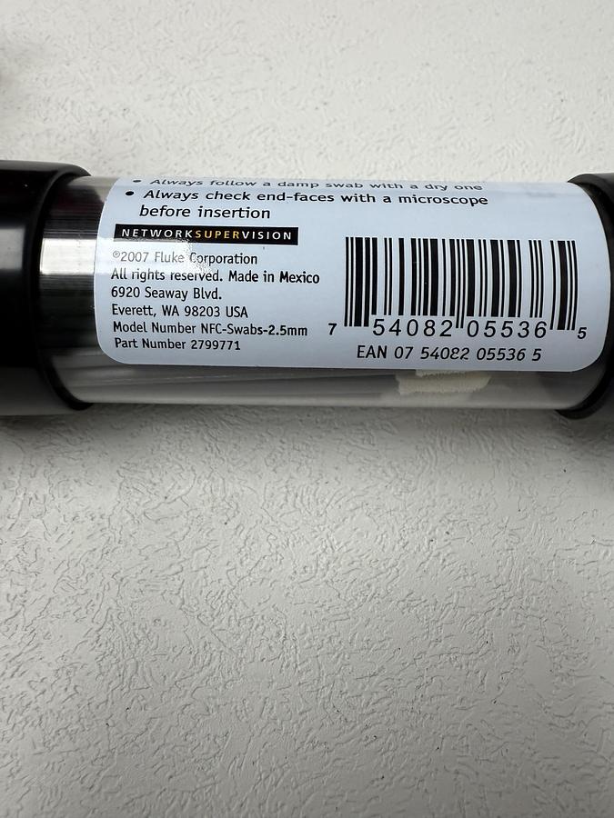 Used Fluke Networks NFC-SWABS-2.5MM (2799771) Fiber Optic Cleaning Swabs – 2.5mm Diameter