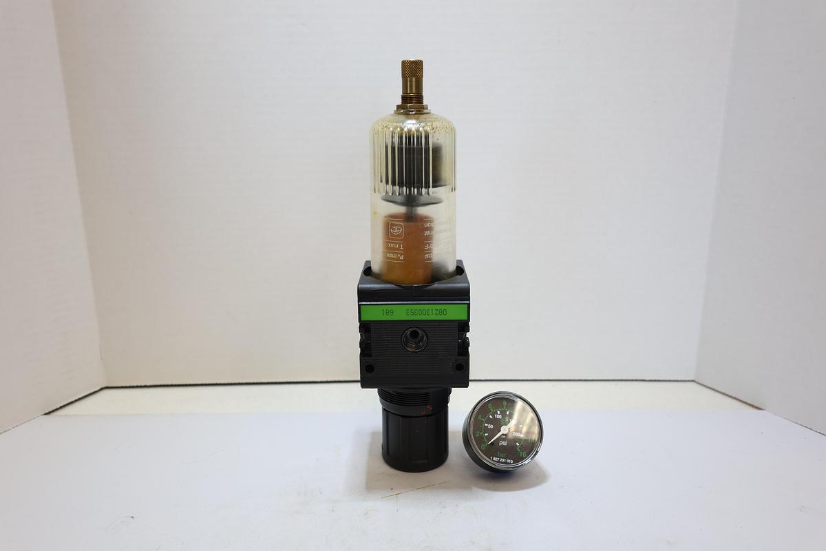 Used Bosch Rexroth 0821300353 Air Filter Regulator w/ Gauge 230 PSI Used