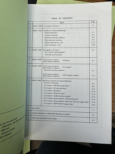 Used Makino Instruction Manual Sinker EDM MGH Generator Machining Conditions GHGC-D22