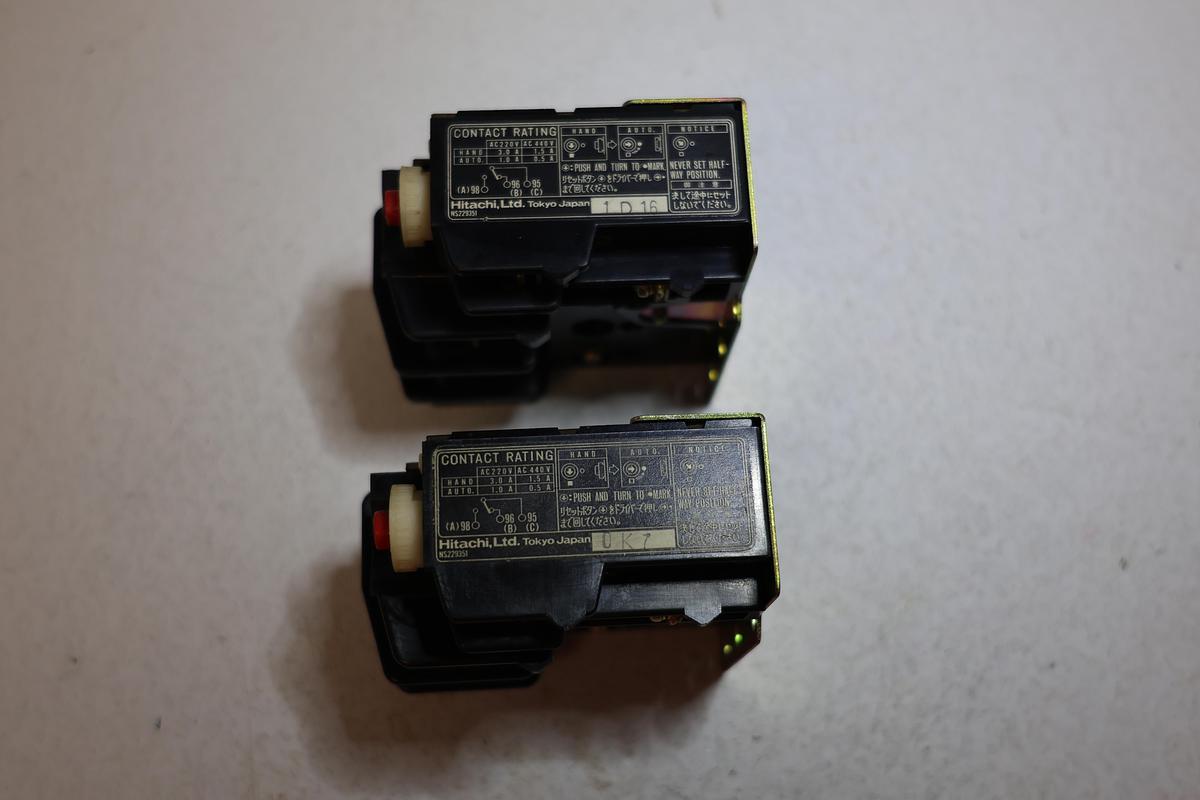 Used Hitachi AC Magnetic contactor w/ thermal overload relay 220VAC 440V AC 0.5-3.0A - Lot of 2 GHA-186