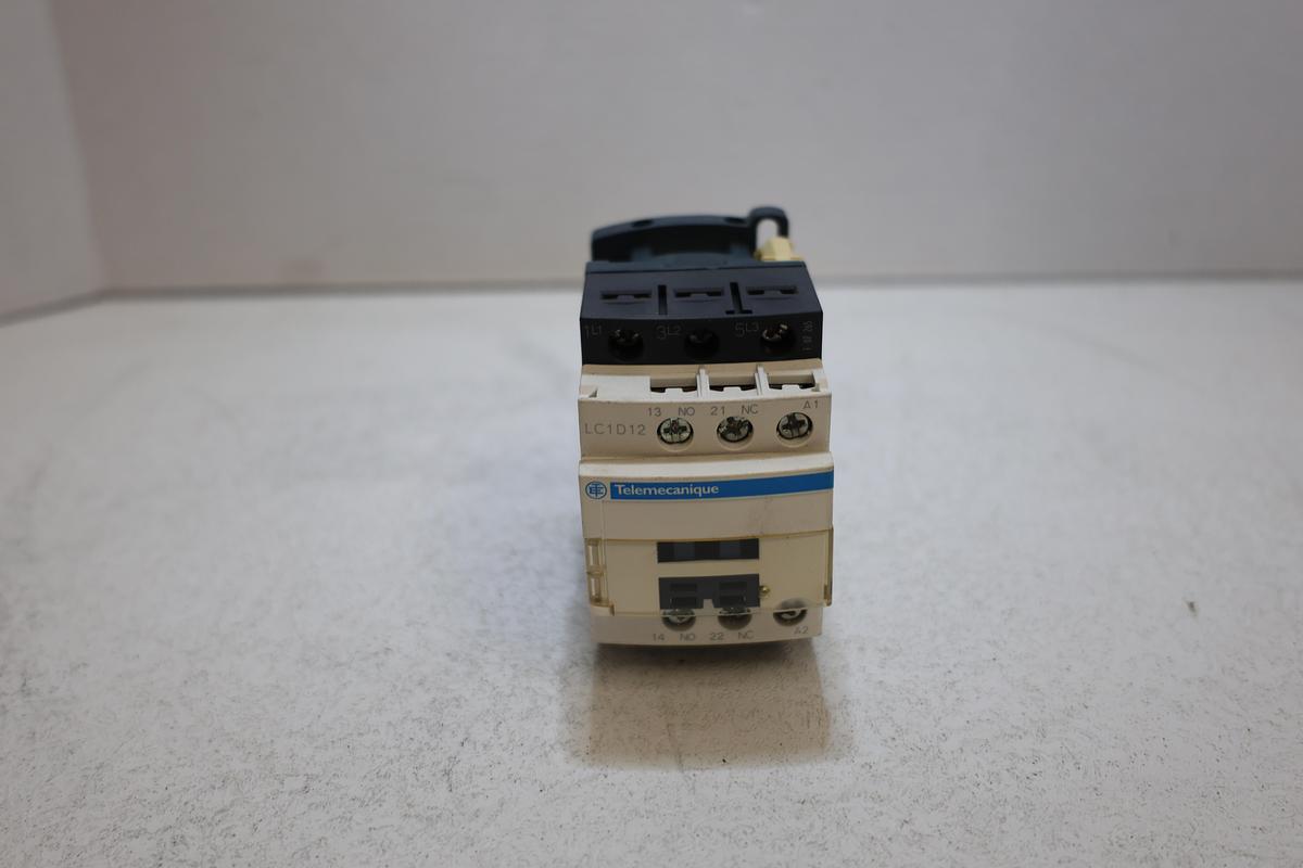 Used Telemecanique LC1D12 Contactor 3-Pole 25A 690V AC w/ LAD4RCU RC Suppressor Module
