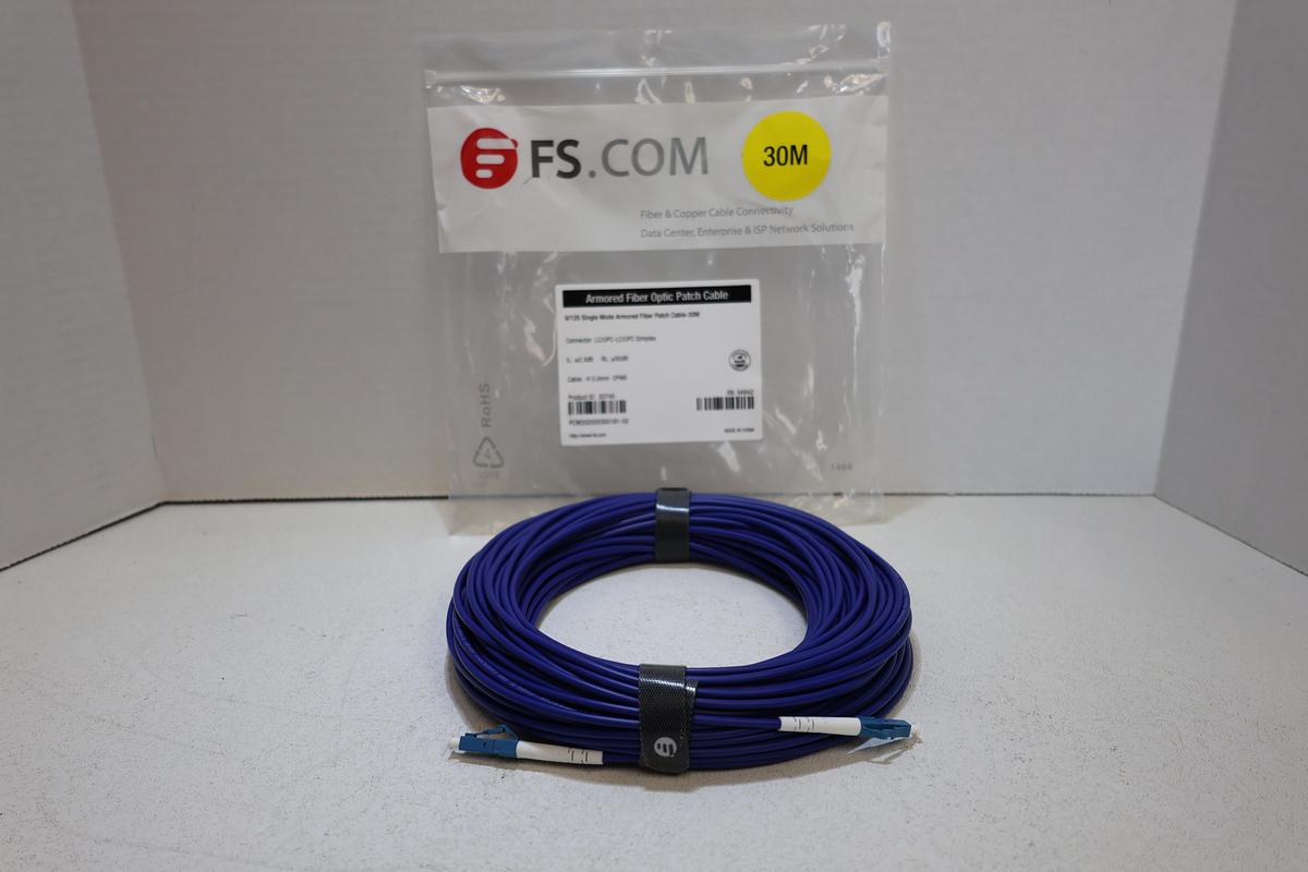 FS.com 30M Armored Fiber Optic Patch Cable LC/UPC-LC/UPC Single Mode