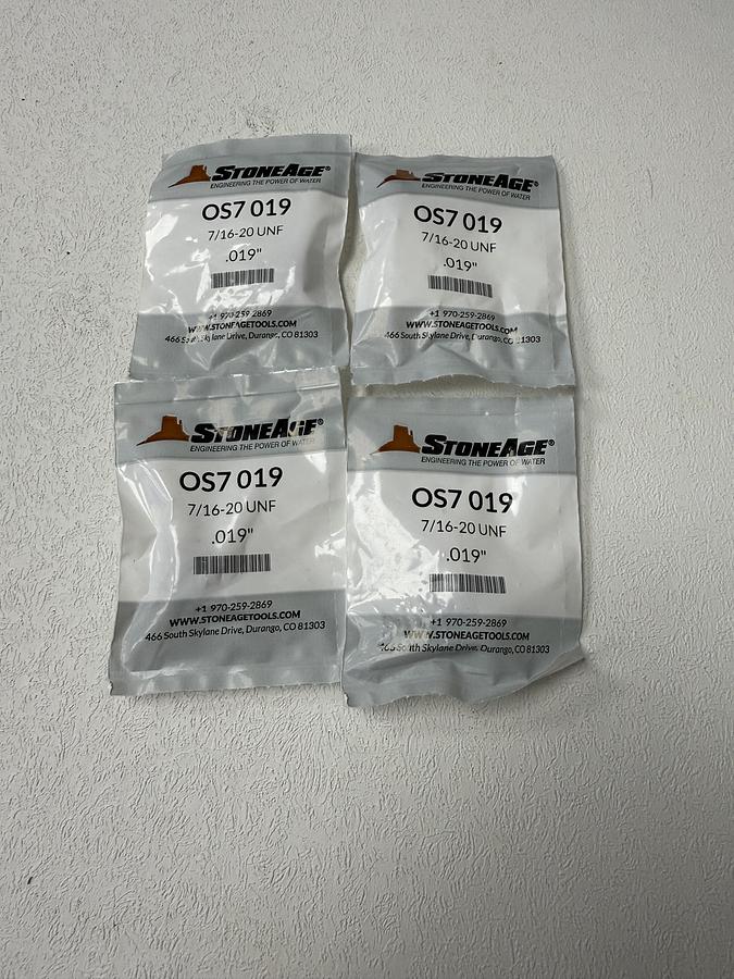 Used (Lot Of 4) StoneAge OS7 019 Orifice 7/16-20 UNF .019" GHC-29