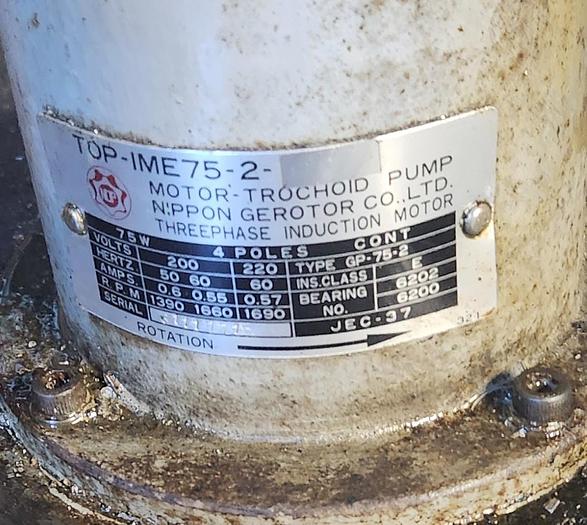 Parts Only Nippon Gerotor Motor-Trochoid Pump Type Top-IME75-2-10MA Including Tank - GHA-20
