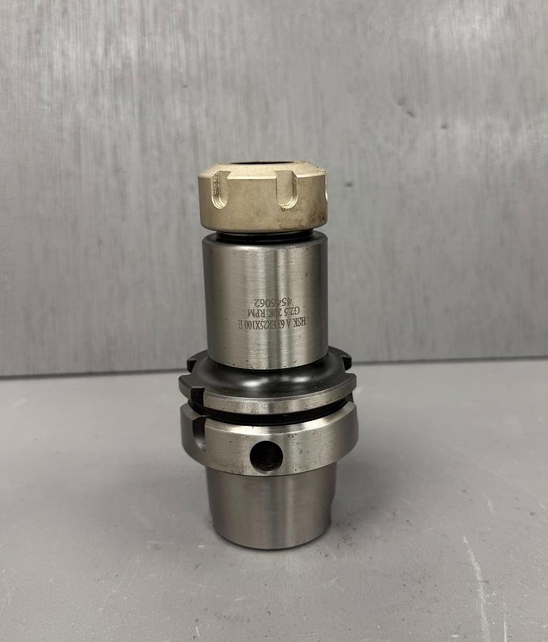 Used HSK A63 ER 25X100E G2.5 20K RPM Collet Chuck Tool Holder HSKA63