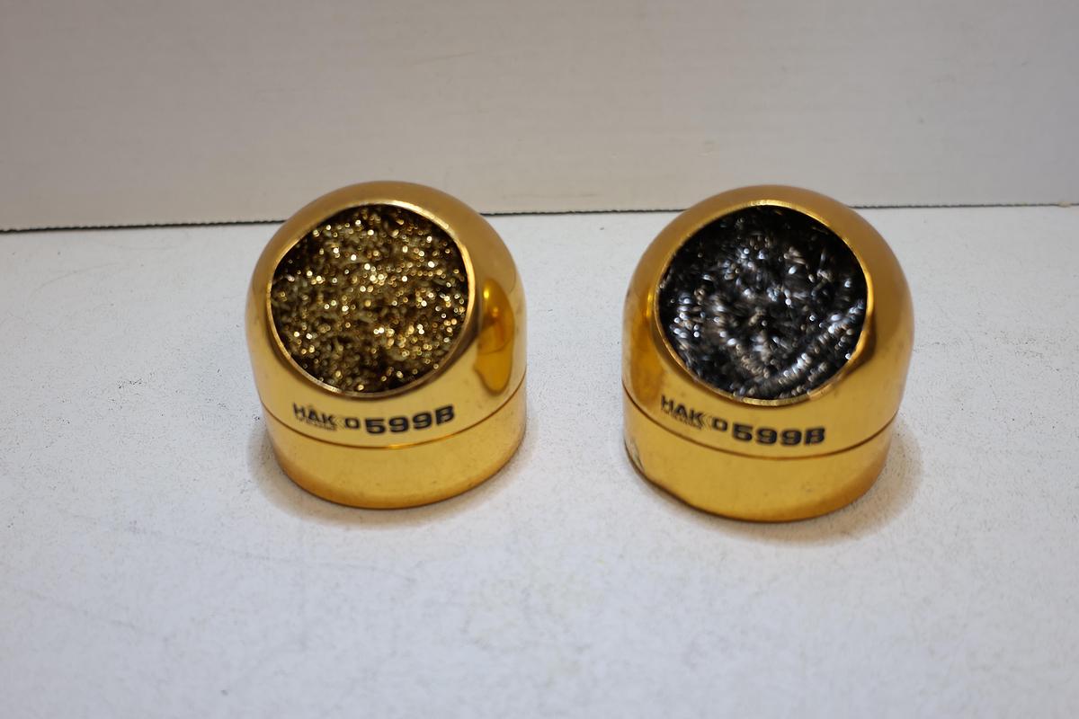 Used Lot of 2 Hakko 599B Soldering Tip Cleaners Brass Wool Iron Cleaner