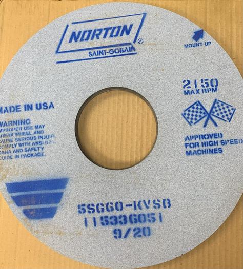 Used Norton 16"x1"x5" Grinding Wheel 5SG60-KVSB GHA-165