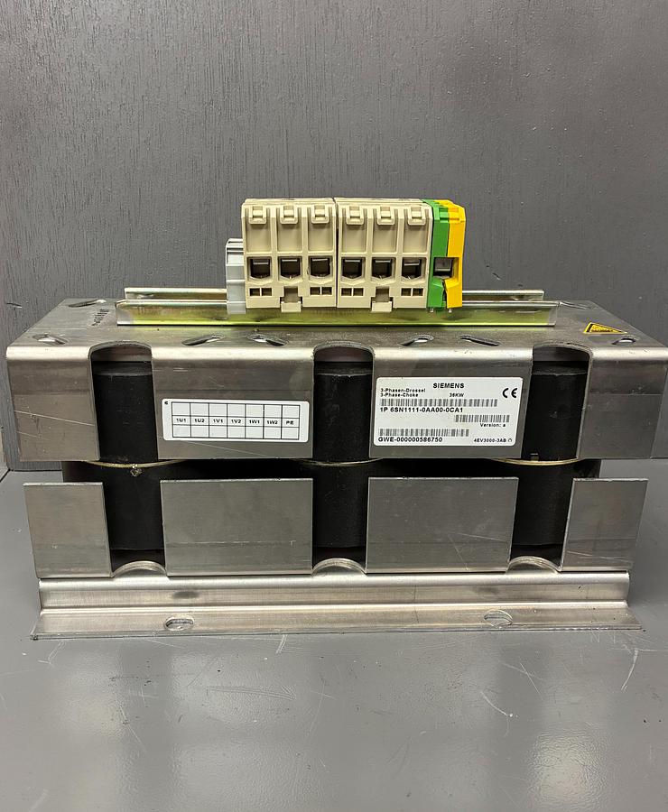 Used SIEMENS 1P 6SN111-0AA00-0CA1 CHOKE LINE REACTOR 3KW VERSION A GHC-39
