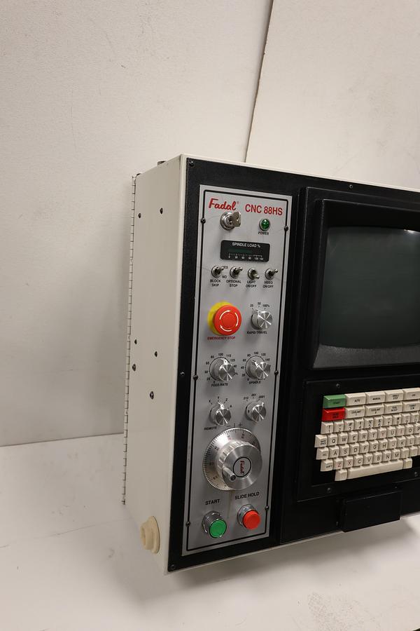 Used Fadal CNC 88HS Control Panel Operator Console CRT Keyboard Emergency Stop GHA-12